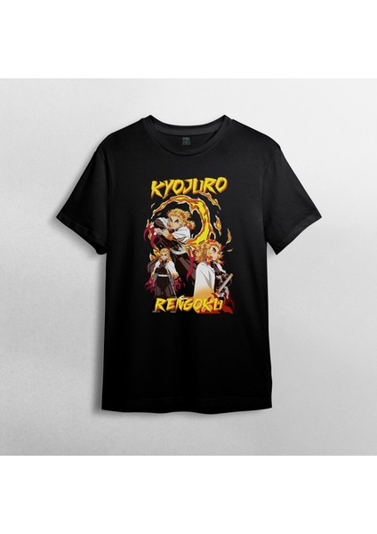 Demon Slayer Rengoku %100 Pamuklu Bisiklet Yaka T-Shirt Model 2 fiyatları