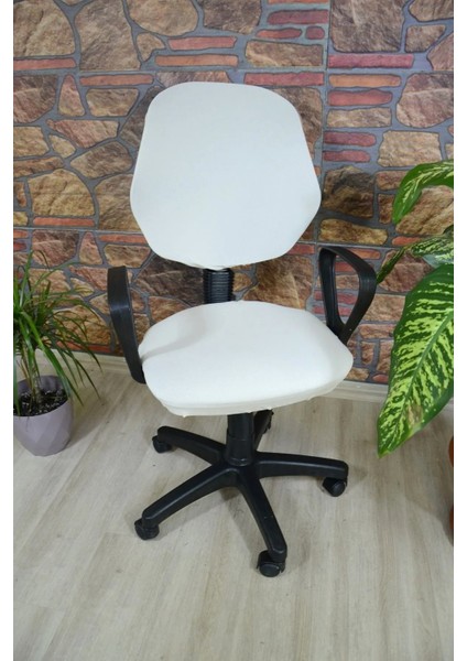 Beşgen Ofis Sandalye Örtüsü Krem