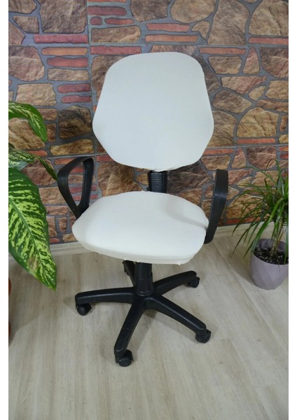 Beşgen Ofis Sandalye Örtüsü Krem