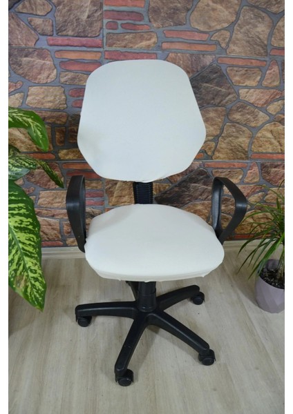 Beşgen Ofis Sandalye Örtüsü Krem