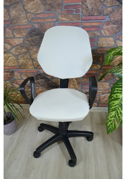 Beşgen Ofis Sandalye Örtüsü Krem