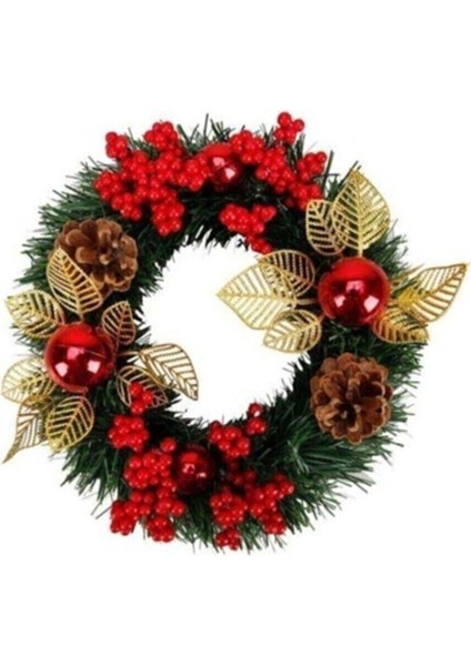 Renkli 24 cm Kapı Süsü ve Çelenk Yılbaşı Dekoru Canlı ve Şık