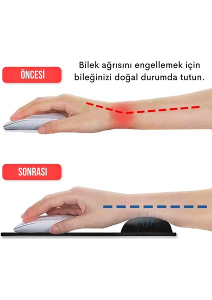 Bilek Destekli Mousepad - Kaymaz Mouse Ped - Fare Pedi - Oval Mouse Altlığı - Oval Mousepad - Mouseped