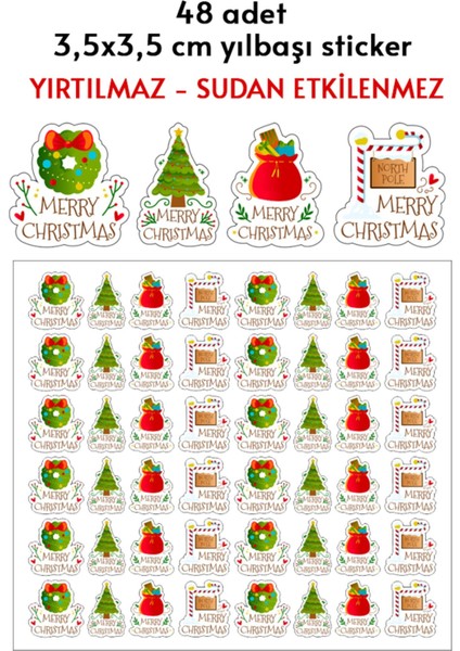 Yılbaşı Temalı Küçük Sticker Set3 - 48 Adet