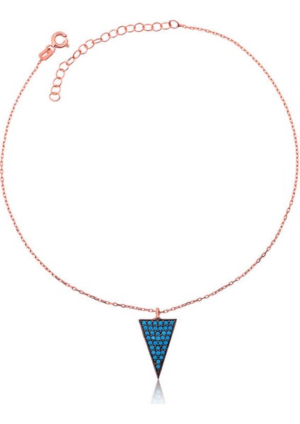 925 Ayar Gümüş Rose Mavi Üçgen Halhal fiyatları