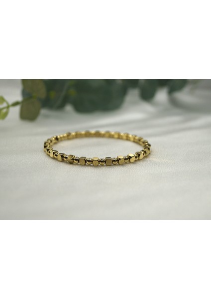 Top Boncuk Gold Çelik Bilezik modelleri