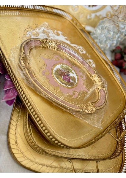 Esterhomedecor 4’lü Tek Kişilik Orijinal Gül Ağacı Sunum Tepsisi 30CM