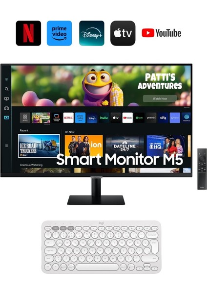 Akıllı Tv 27'' 70 Ekran Wi-Fi Bağlantı Apple-Android Kablosuz Görüntü Aktarım Akıllı Tv-Monitör 4ms 60hz 1920 x 1080 Fullhd -HDR10 Slim Monitör Tv-Logitech Kablosuz Klavye