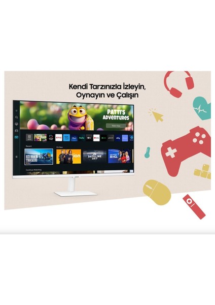 Akıllı Tv 27'' 70 Ekran Wi-Fi Bağlantı Apple-Android Kablosuz Görüntü Aktarım Akıllı Tv-Monitör 4ms 60hz 1920 x 1080 Fullhd -HDR10 Slim Monitör Tv-Logitech Kablosuz Klavye