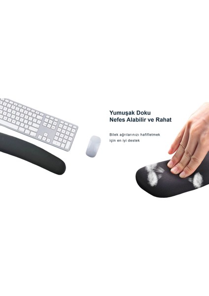 Bilek Destekli Klavye Pad - Kaymaz Klavye Destek Pedi - Keyboard Pedi - Oval Klavye Pedi - Klavye Desteği ( 1 Adet )