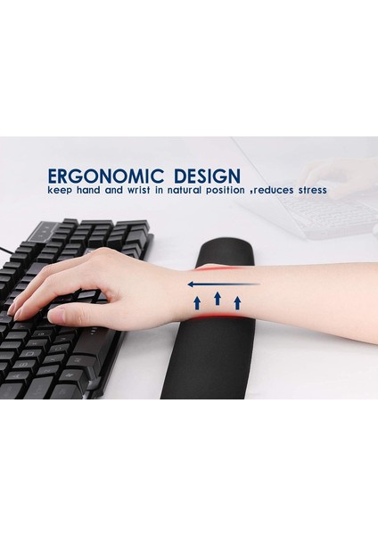 Bilek Destekli Klavye Pad - Kaymaz Klavye Destek Pedi - Keyboard Pedi - Oval Klavye Pedi - Klavye Desteği ( 1 Adet )