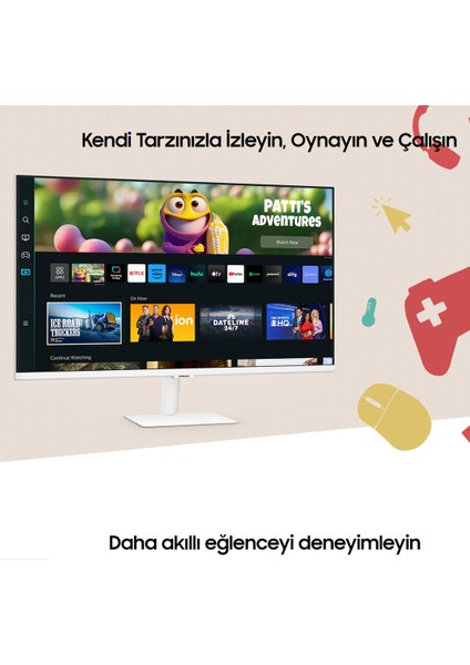 Akıllı Tv 27'' 70 Ekran Wi-Fi Bağlantı Apple-Android Kablosuz Görüntü Aktarım Akıllı Tv-Monitör 4ms 60hz 1920 x 1080 Fullhd -HDR10 Slim Monitör Tv-Logitech Kablosuz Klavye