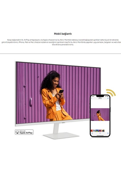 Izle, Oyna, Çalış -Wi-Fi Bağlantı Apple-Android Kablosuz Görüntü Aktarım 32''inç 80 Ekran Akıllı Tv-Monitör M5 + Logitech Kablosuz Klavye