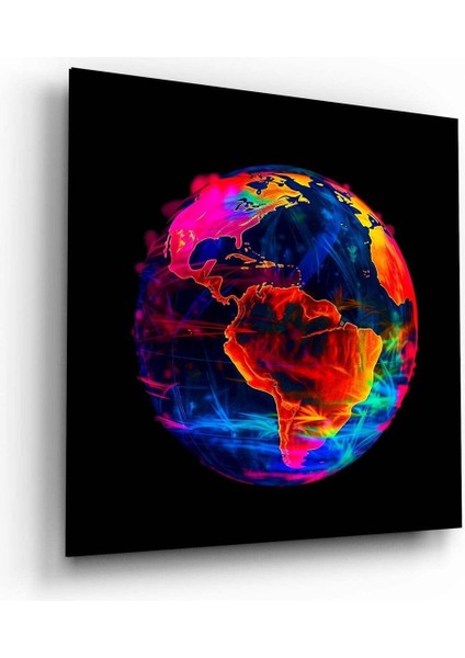 Neon Dünya Cam Tablo