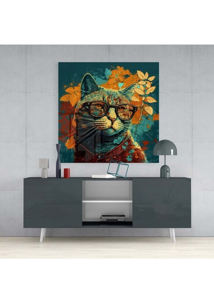 Entelektüel Kedi Cam Tablo || Tasarımcı Koleksiyonu fırsatları