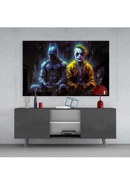 Batman ve Joker Barışta Cam Tablo || Tasarımcı Koleksiyonu fırsatları