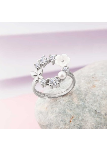 Gümüş Ayarlanabilir Manolya Çiçeği Kadın Yüzük fiyatları