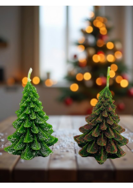 Yılbaşı 2 ' Li Çam Ağacı Sim'li Mumlar modelleri