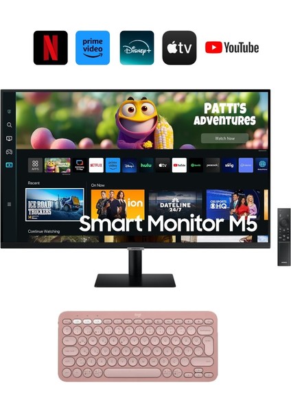 Akıllı TV 27'' 70 Ekran Wi-Fi Bağlantı Apple-Android Kablosuz Görüntü Aktarım Akıllı TV-Monitör 4ms 60hz 1920 x 1080 FullHD -HDR10 Slim Monitör TV-Logitech Kablosuz Klavye