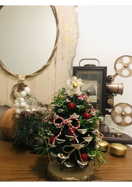 Yeni yıl kozalak yılbaşı sofra masa süsü,melekli christmas süsü, yılbaşı dekorasyonu,new year