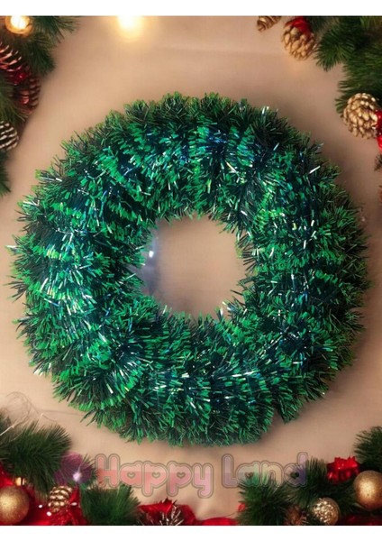 Yeşil Kar Çelenk Kapı Süsü, Şık ve Neşeli Yılbaşı Dekoru, Renk: Gri