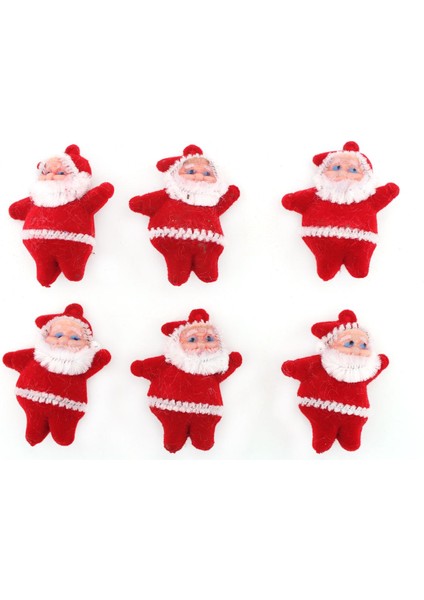 5cm Kırmızı Noel Baba Figürlü Yılbaşı Ağacı Süsü 6'lı Paket