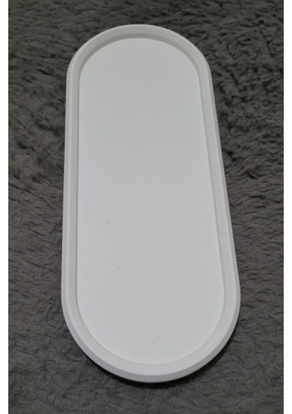 Beton Oval Sunumluk, Dekoratif Oval Tepsi, Saksı Altlığı