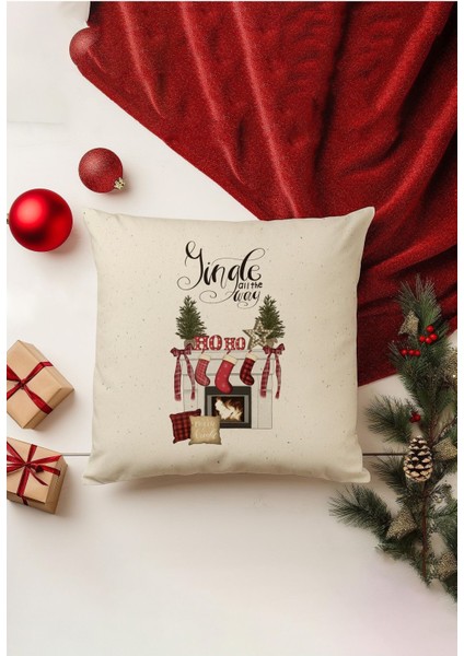 Yılbaşı Temalı Kırlent Kılıfı / Noel - Christmas Cushion Cover (Çift Taraflı Baskılı-Gizli Fermuar)