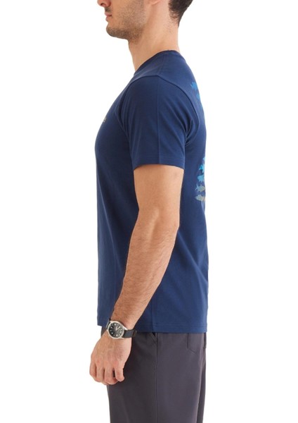 Mavi Erkek O Yaka Normal Kalıp Baskılı T-Shirt modelleri