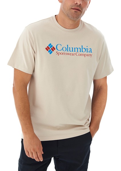 Bej Csc Retro Logo Erkek Kısa Kollu T-Shirt 9120531278_CS0311