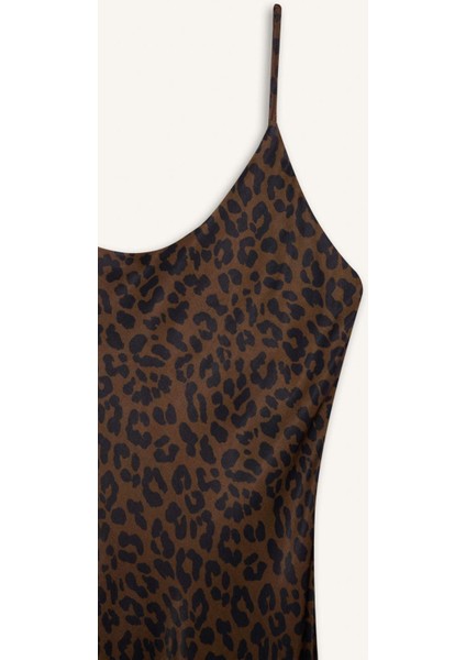 Slim Fit Dar Kesim Leopar Desenli Viskon Askılı Maxi Abiye Elbise E2978AX24WN fiyatları