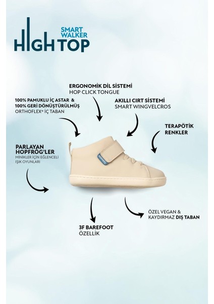 Smart Walker High Top Süper Mat Bej Barefoot Çocuk Bot
