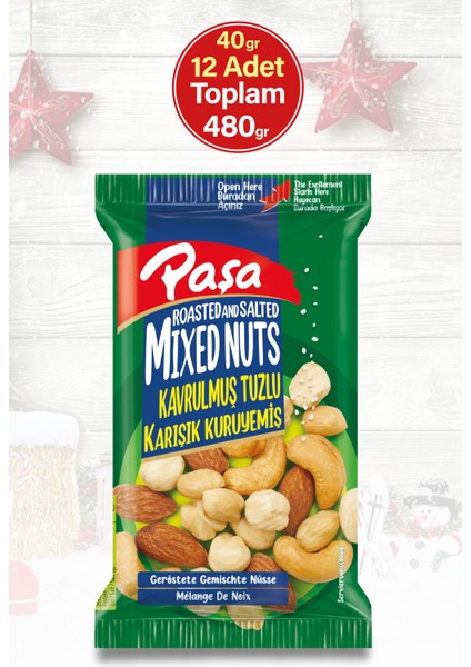 Paşa Kuruyemiş Kavrulmuş Karışık Lüx Kuruyemiş 40 gr x 12 Adet (Toplam 480 gr )