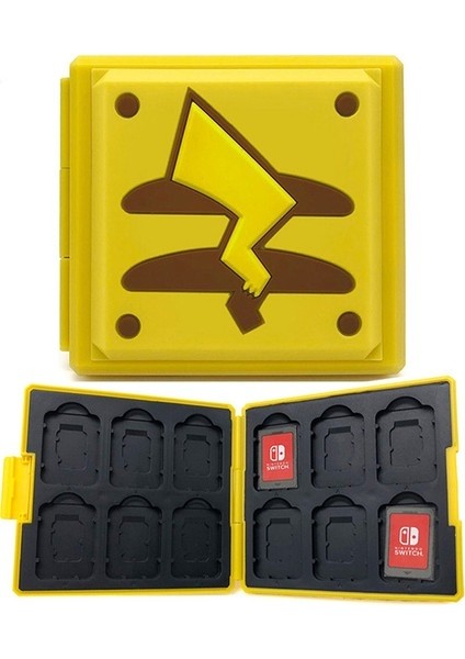 Switch Oyunları ve Mikro Sd Kartlar Için Switch Oyun Çantası 12 Yuvalı Yumuşak Kauçuk Astar 3D Desenli Sert Kabuk Switch Oyun Kartlarını Saklamak Için Ince ve Taşınabilir Kutu (Yurt Dışından)