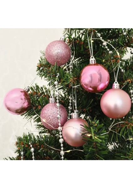 5 cm Yılbaşı Ağaç Süsleme Topları 10'lu Paket -Pembe Renk