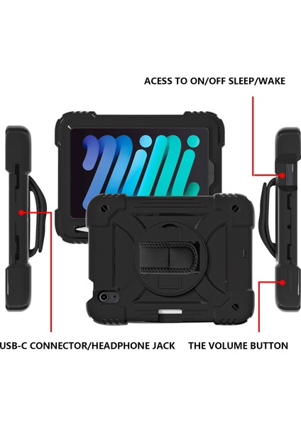 Pc + Silikon Kombinasyon iPad 2024 Mini 6 Için Tablet Kılıfı (Yurt Dışından)