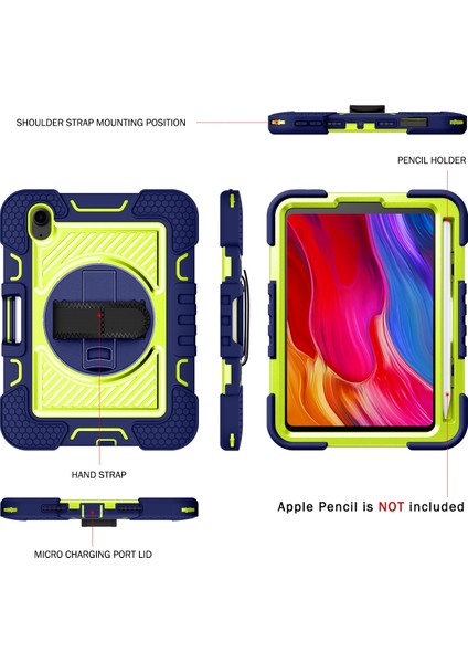 iPad 2024 Mini 6 Için Silikon + Tutuculu Pc Tablet Kılıfı (Yurt Dışından)