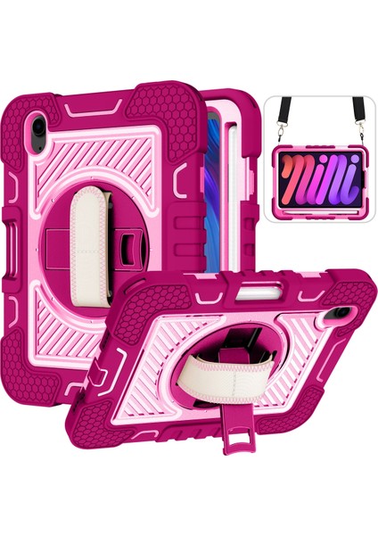 iPad 2024 Mini 6 Için Silikon + Tutuculu Pc Tablet Kılıfı (Yurt Dışından)