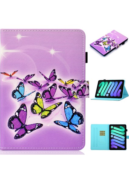iPad 2024 Mini 6 Için Renkli Çizim Deri Tablet Kılıfı (Yurt Dışından)