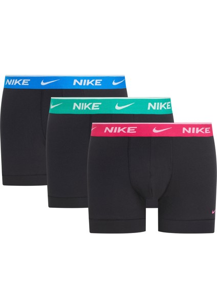 Erkek Nike Marka Logolu Elastik Bantlı Günlük Kullanıma Uygun Siyah-Siyah-Siyah1 Boxer 0000KE1008-MTO