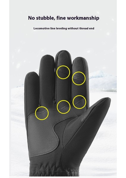 Siyah + Koyu Gri Kış Kayak Eldivenleri Erkek ve Kadın Eldivenleri Su Itici Rüzgar Geçirmez ve Sıcak Kalınlaşmış Kaymaz Dokunmatik Bisiklet Eldivenleri (Yurt Dışından) fiyatları