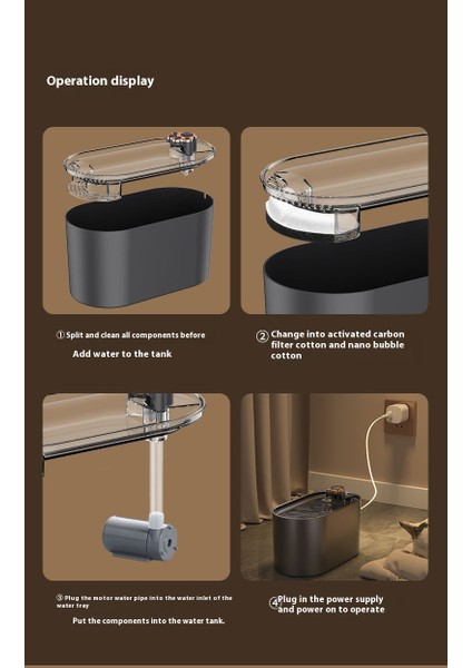 Pet Su Sebili Otomatik Sirkülasyon Filtrasyon Kedi Su Sebili Akıllı Pet Su Besleyici Akış Su Yavru Kedi Yavruları (Yurt Dışından) modelleri