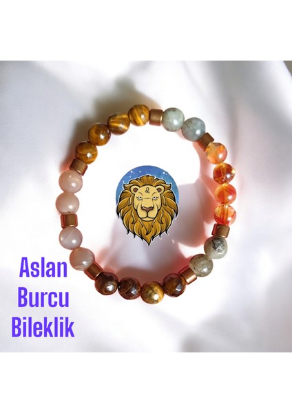 Aslan Burcu Bileklik Sitrin Taşı Kaplan Gözü Taşı Labradorit Taşı Güneş Taşı Burç Bileklik