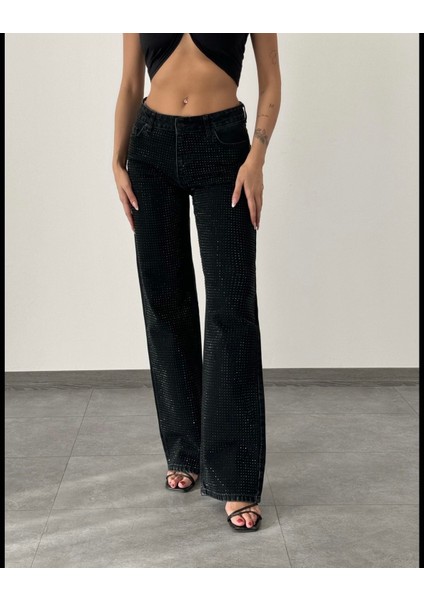 Kadın Taşlı Basic Jean - Taşlı Denim - Taş Detaylı Kot Pantolon