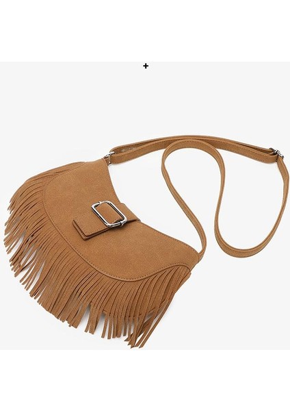 Vintage Püsküllü Çapraz Askılı Omuz Çantaları Kadın Pu Süet Küçük El Çantası ve Cüzdan Kadın Lüks Tasarım Koltuk Altı Hobo Çanta (Yurt Dışından) modelleri