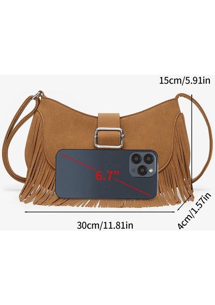 Vintage Püsküllü Çapraz Askılı Omuz Çantaları Kadın Pu Süet Küçük El Çantası ve Cüzdan Kadın Lüks Tasarım Koltuk Altı Hobo Çanta (Yurt Dışından) indirimleri