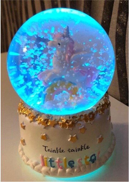 Orta Boy Unicorn Temalı Kar Küresi Renkli Müzikli ve Işıklı Kar Küresi Unicorn Kar Küresi fiyatları