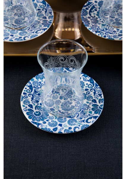 Argkristal Çay Bardak 6 Kişilik Şal Desen