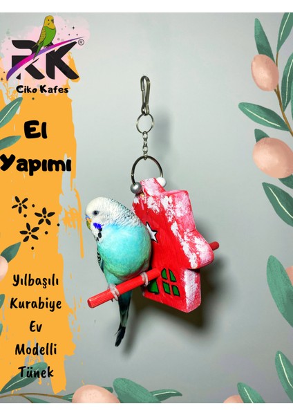 Yılbaşılı Ev Figürlü Kuş Tüneği