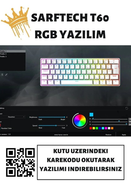 T60 Kırmızı Switch Rgb Klavye Kablolu Gaming Oyuncu Klavyesi